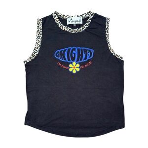 Omighty Black Tank Top with Leopard Trim